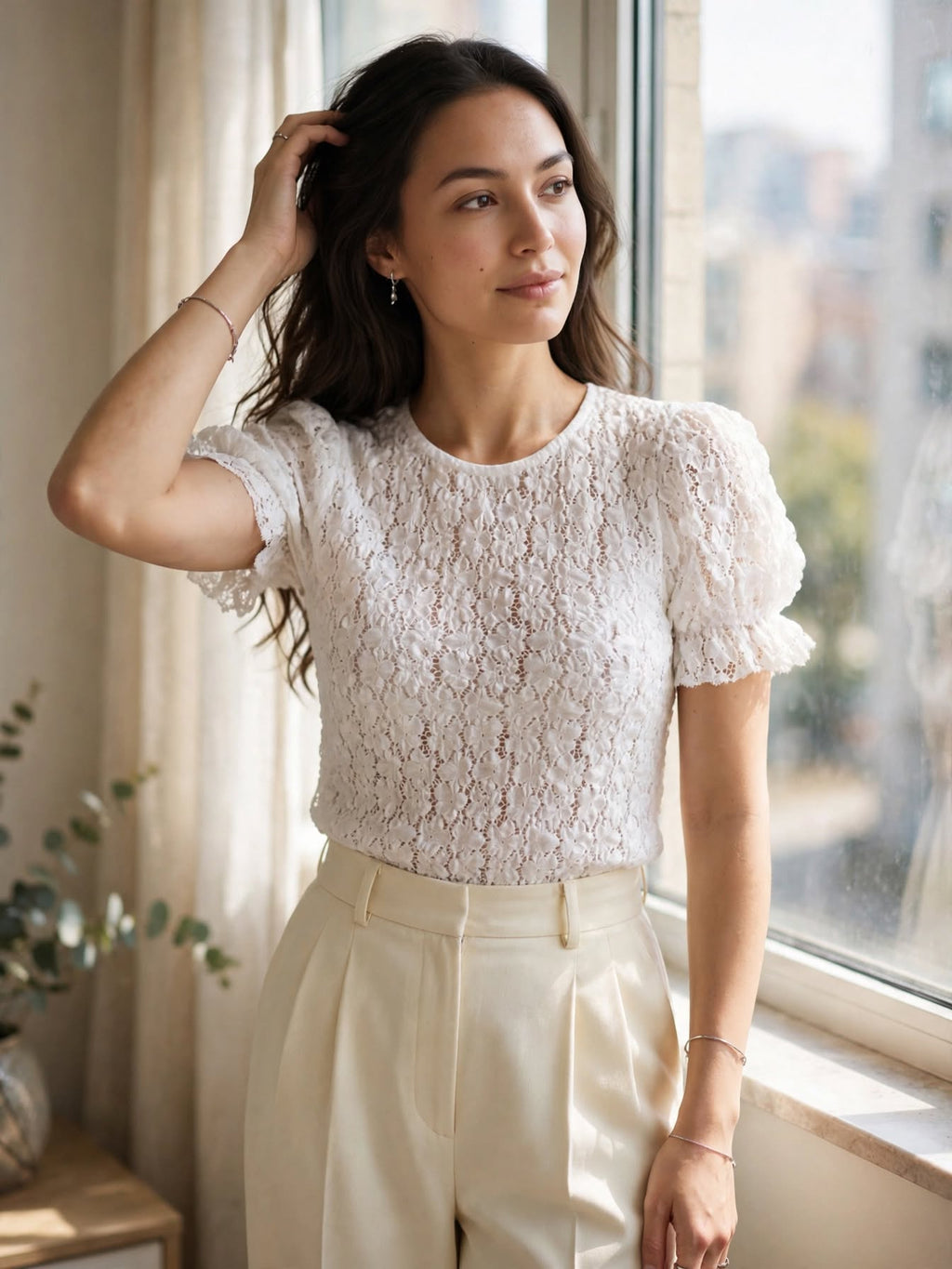 Lace Puff Sleeve Top