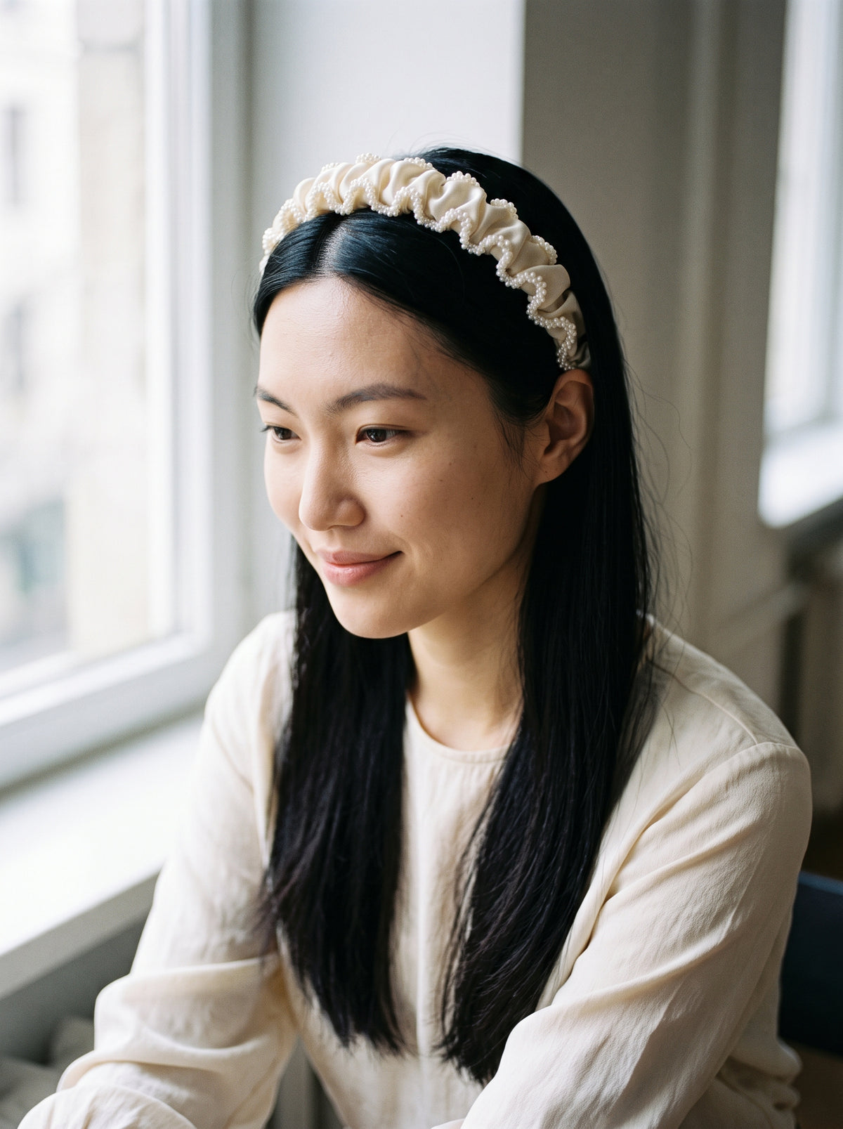 Pearl Ruched Headband